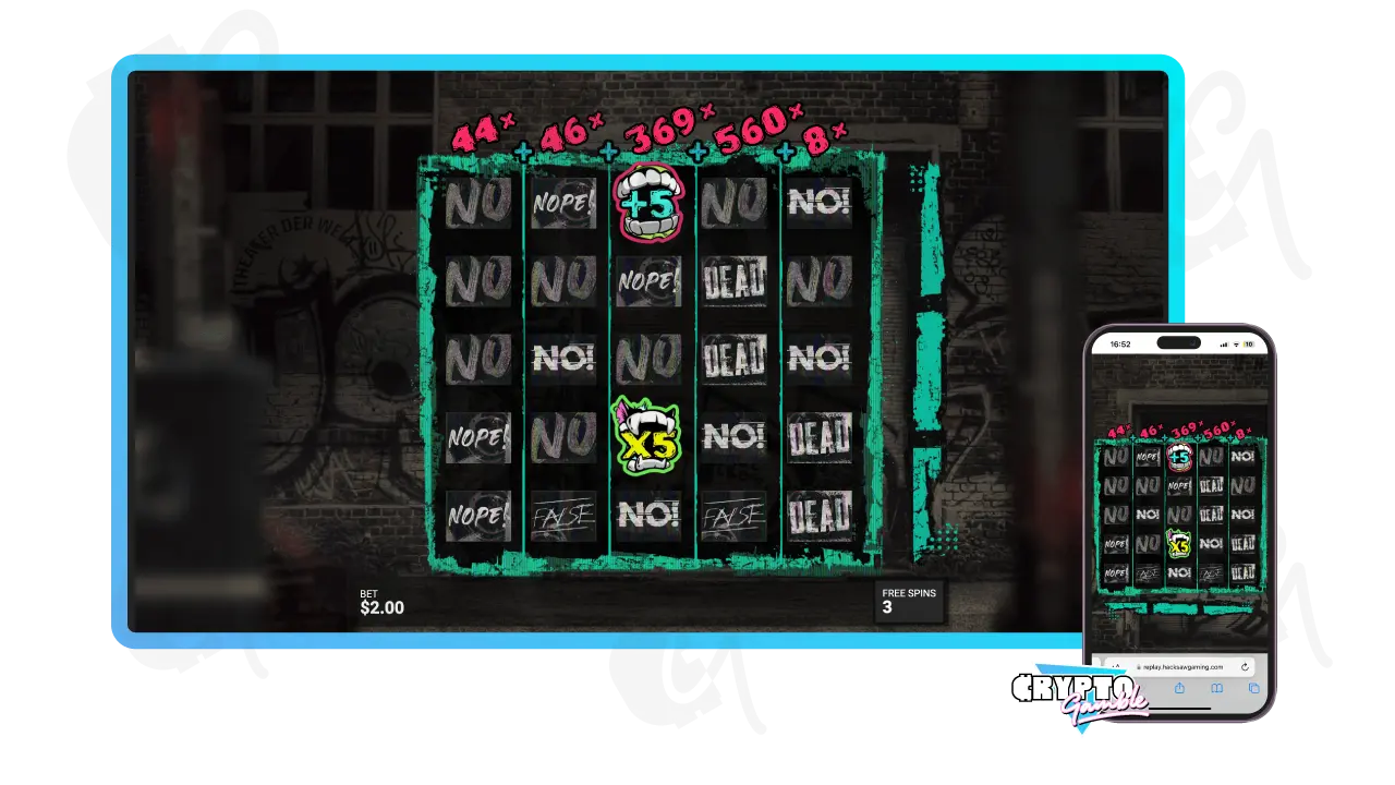Chaos Crew Slot Screenshot of gameplay during bonus game with view of desktop and mobile