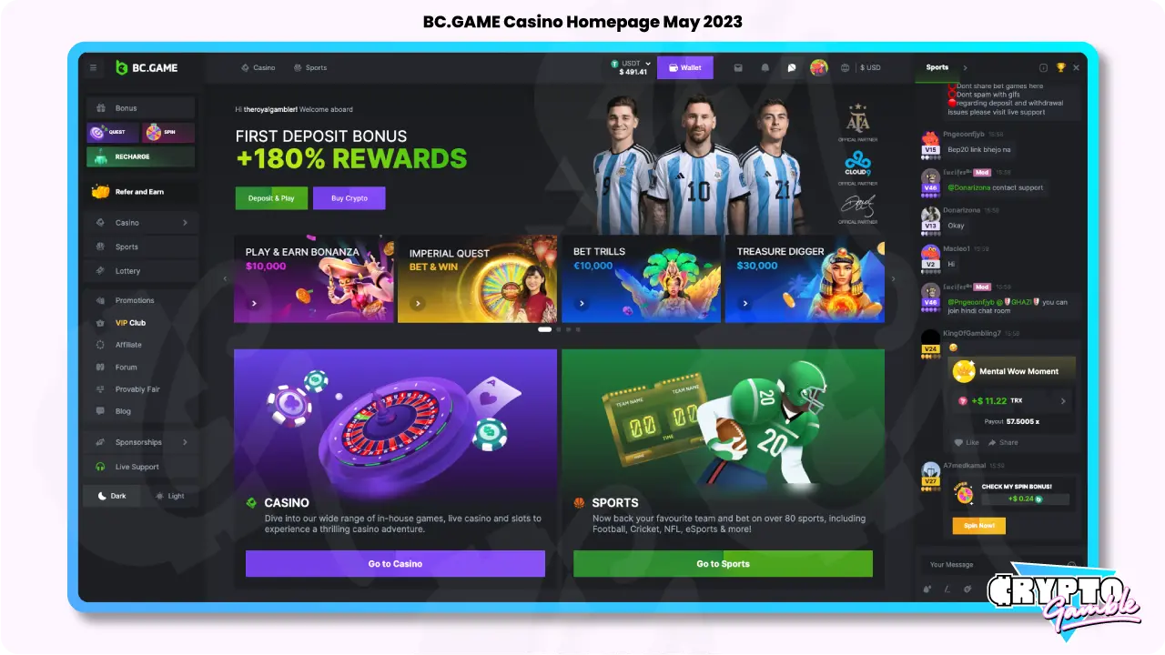 BCGAME Casino Homepage Lobby