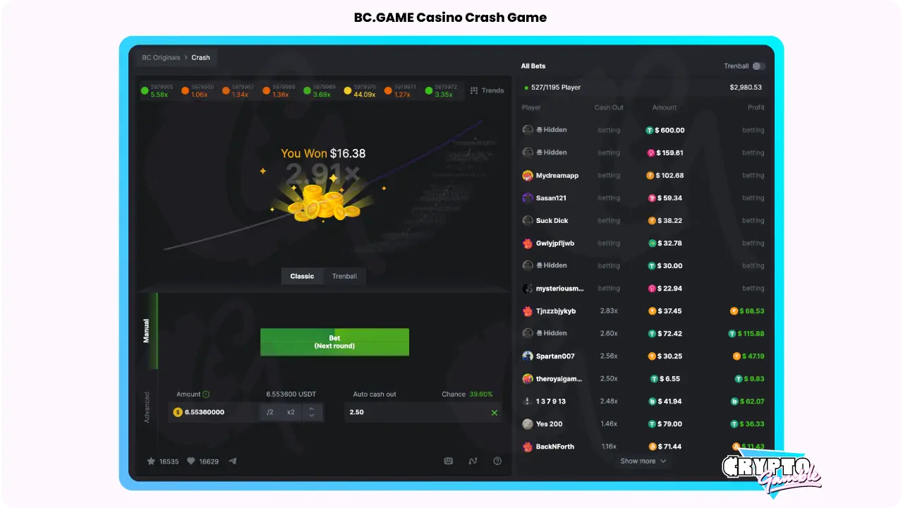 BCGAME Crash screenshot of gameplay