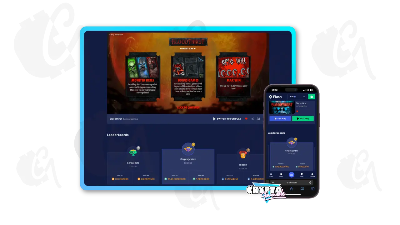 Flush Casino Screenshot of Slot Leaderboard