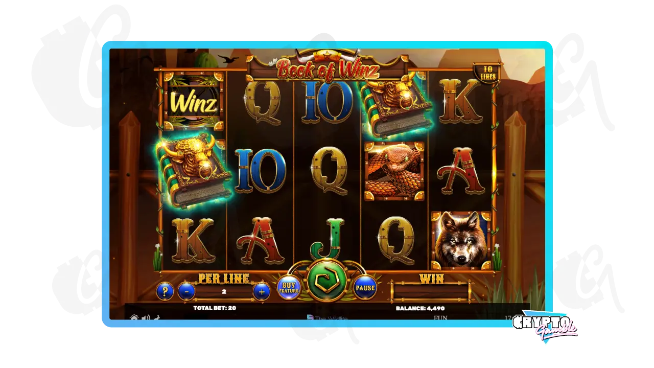 Book of Winz screenshot of the gameplay on desktop view
