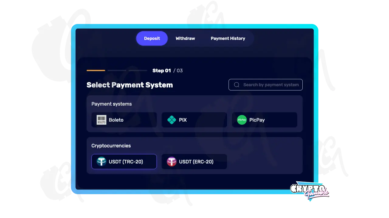 Screenshot of current payment methods accepted at Sunplay Casino