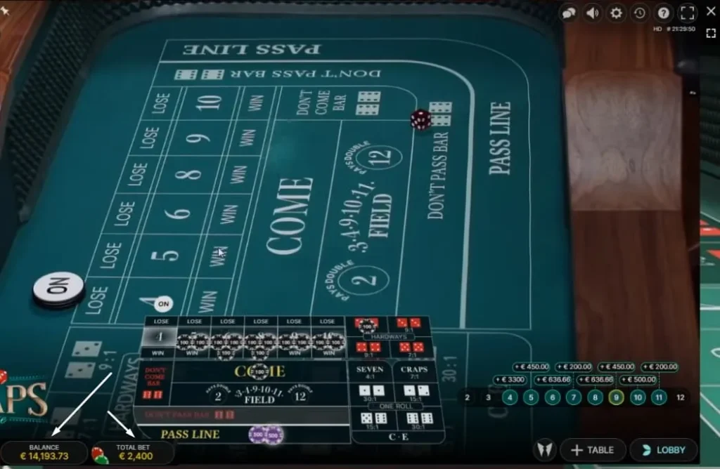 bitcoin live craps table overview