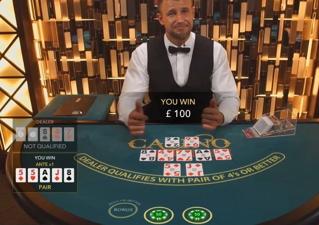 casino holdem card reveal and bonus bet