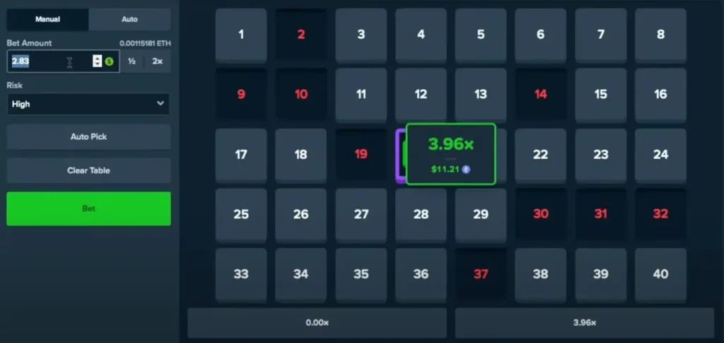 an image showing the potential winnings of crypto keno

