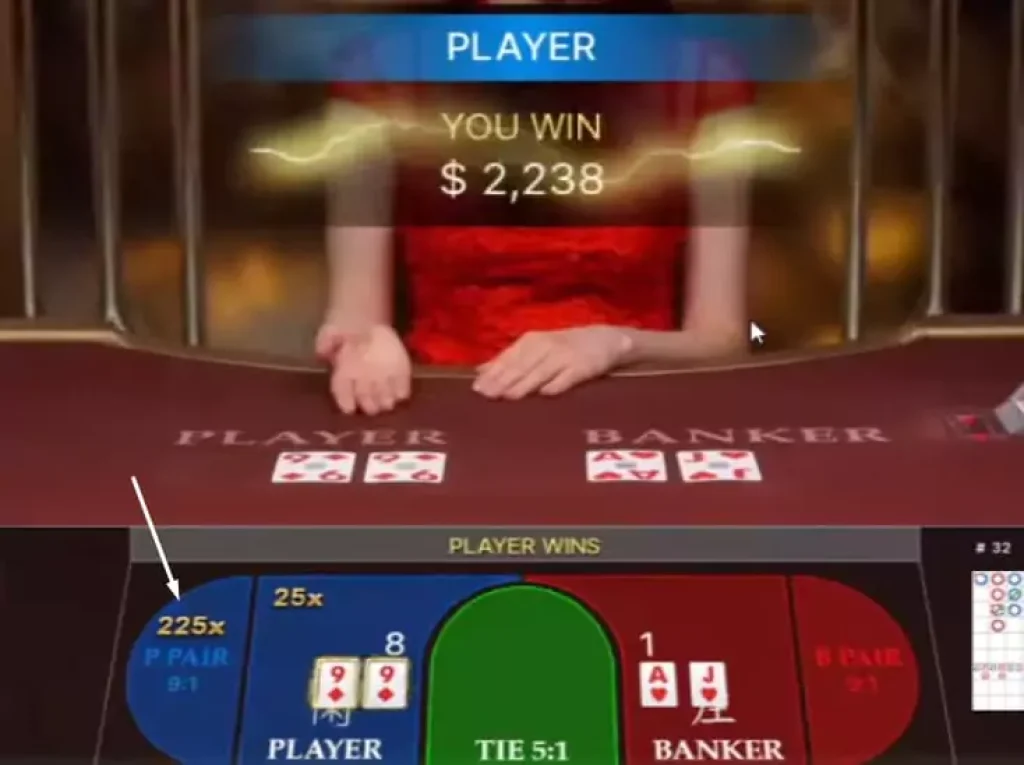 example win in baccarat